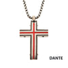 Steel & Red IP Dante Cross Pendant