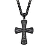 Steel Black Plated Black CZ Hammered Cross Pendant