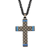Steel Black IP & Blue IP Cross Pendant