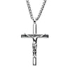 Steel Black CZ Crucifix Cross Pendant