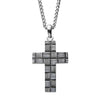 Antiqued Steel Weave Pattern Cross Pendant