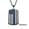 Thin Blue Line American Flag Dog Tag Enamel Pendant