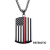 Thin Red Line American Flag Dog Tag Enamel Pendant
