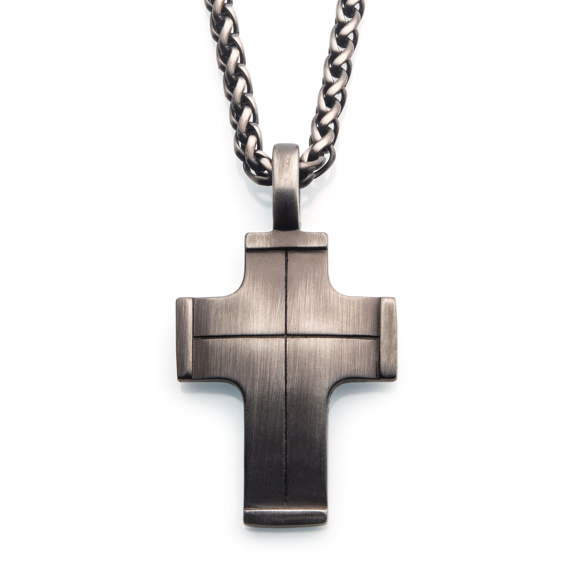 Gun Metal IP Cross Pendant