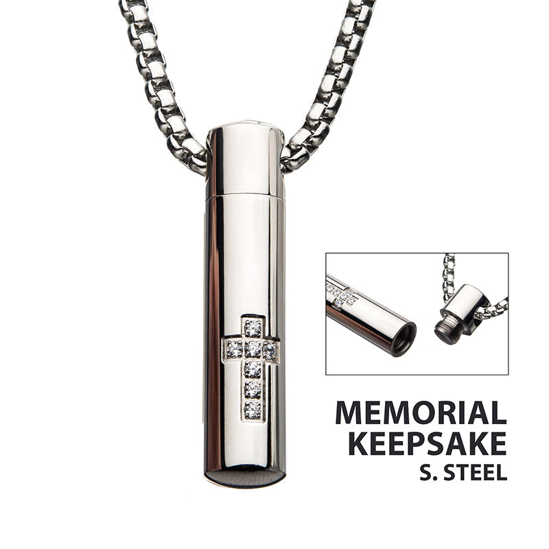 Steel Memorial Cross Pendant