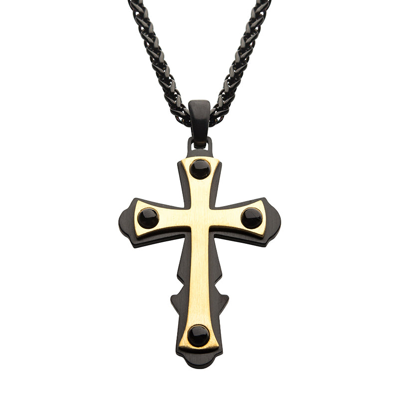18K Gold IP Cross Pendant