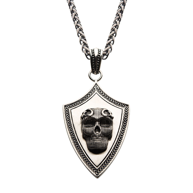 Black Oxidized Matte Steel 3D Skull Pendant