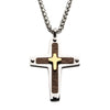 18K Gold IP Cross Overlapped on a Steel Pendant