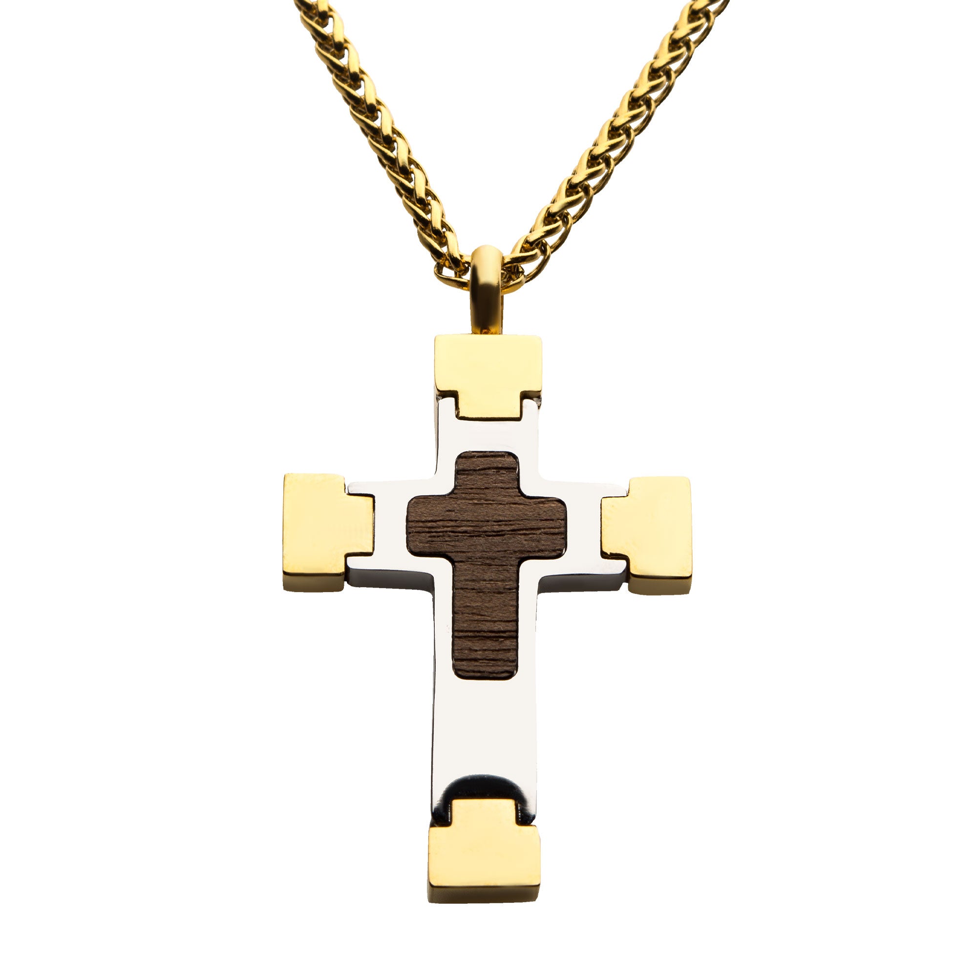18K Gold IP Cross Pendant
