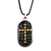18K Gold IP Skull Cross Inlay Dog Tag Pendant