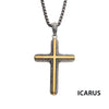 18K Gold IP Inlay & Gun Metal IP Cross Pendant