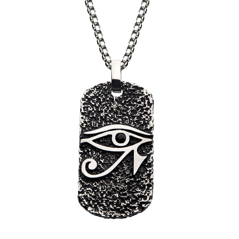 Black Oxidized Steel Dog Tag Pendant