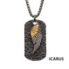 Layered Gold IP Wing & Gun Metal IP Dog Tag Pendant