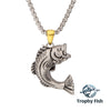 Antiqued Matte Steel Largemouth Bass Pendant