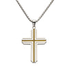 Gold IP Steel Rope Inlay Two-tone Cross Pendant