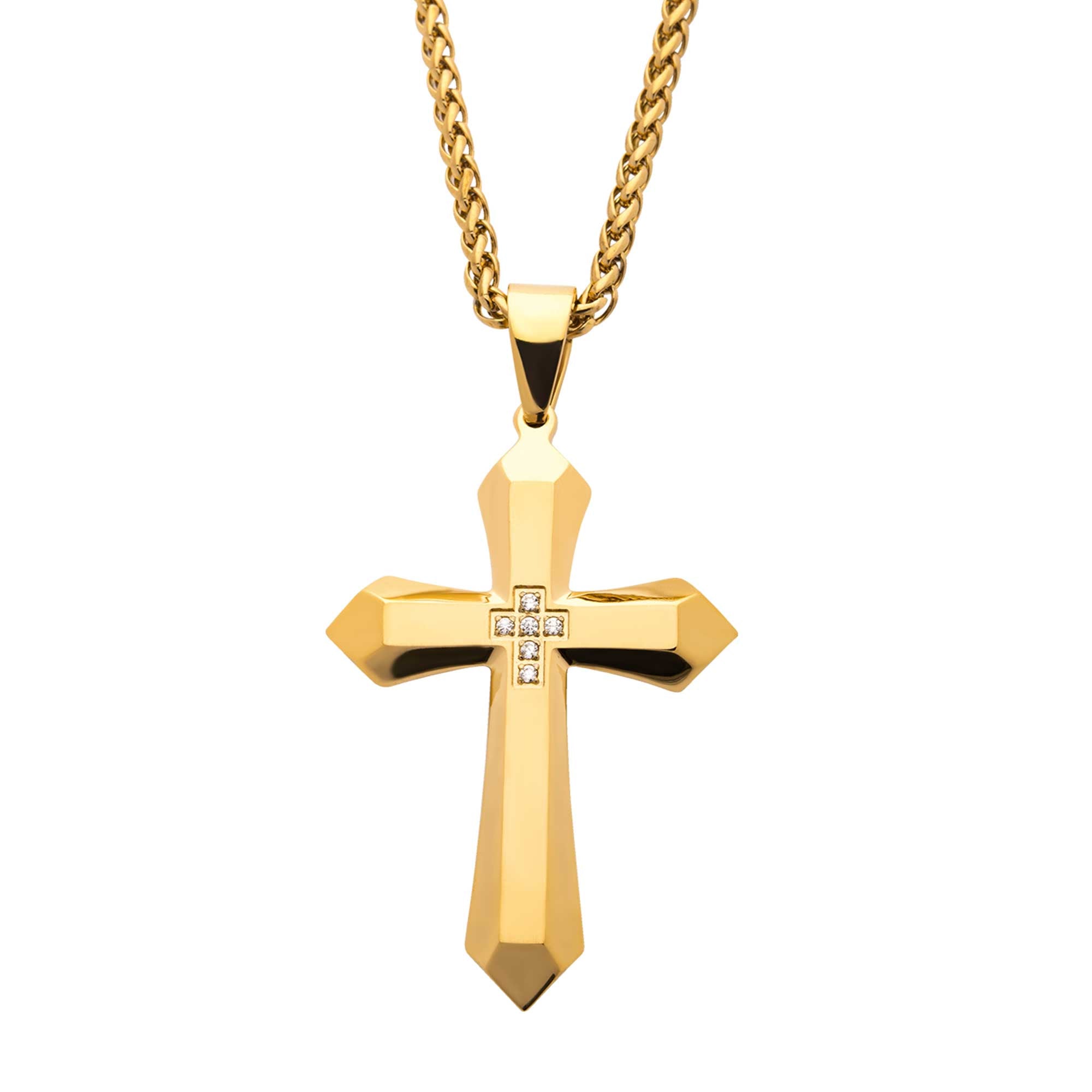 Gold IP Cross Pendant