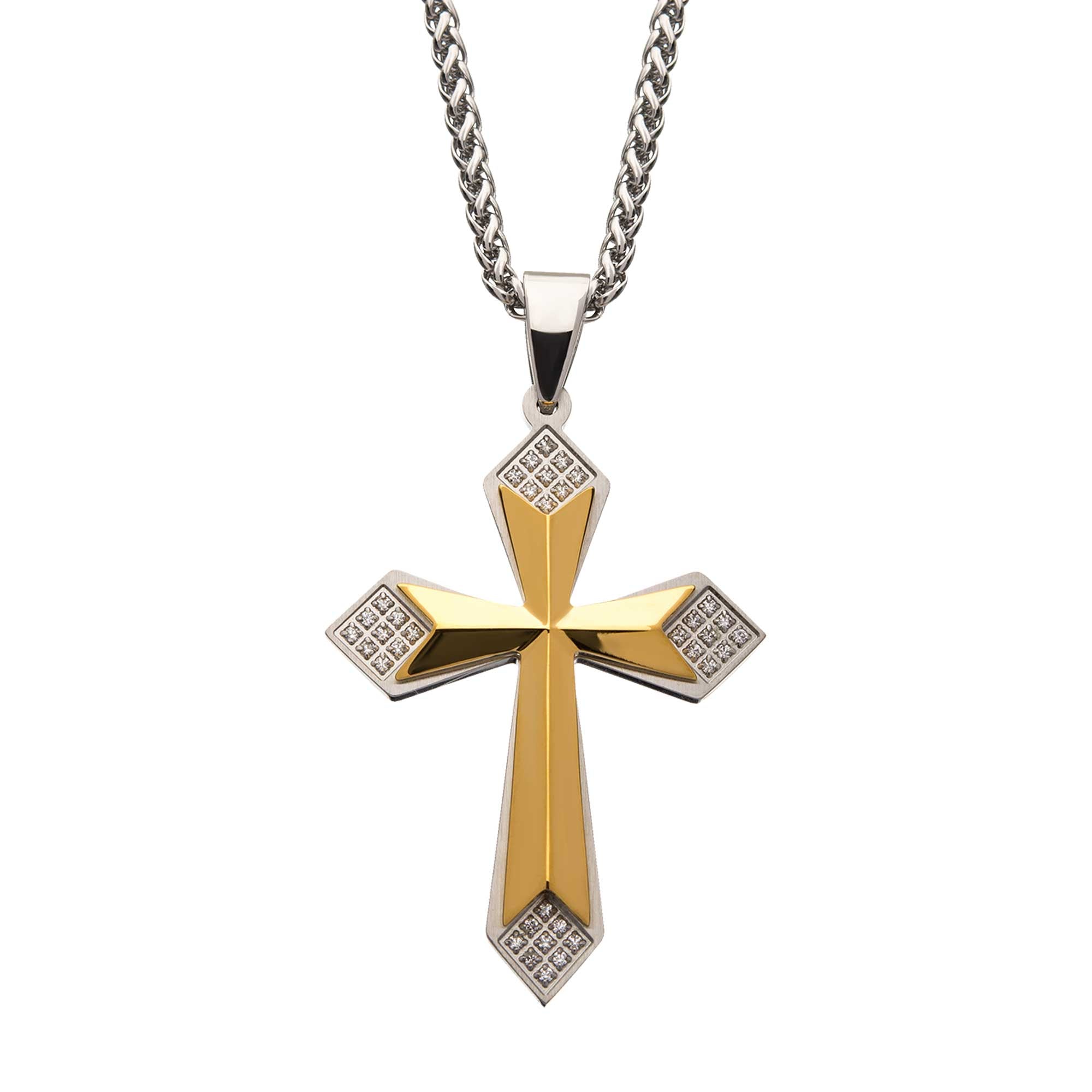 Gold IP Cross Pendant