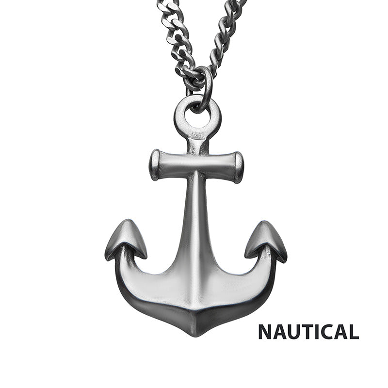 Steel Antiqued Nautical Anchor Pendant
