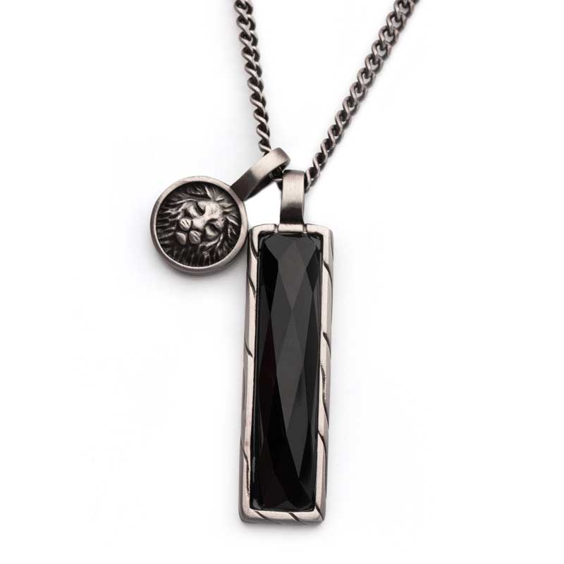 Gun Metal IP Lion Pendant