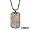 Gun Metal IP Steel Chiseled Bold Tag Firenze Pendant