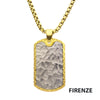 18K Gold IP Steel Chiseled Bold Tag Firenze Pendant