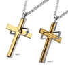 Gold IP Lord Prayer & Spinner Cross Two-Tone Pendant