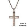 Gun Metal IP Steel Matte Deer Antler Inlay Cross Pendant
