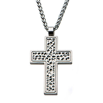 Steel & Multi-Holes Steel Cross Pendant