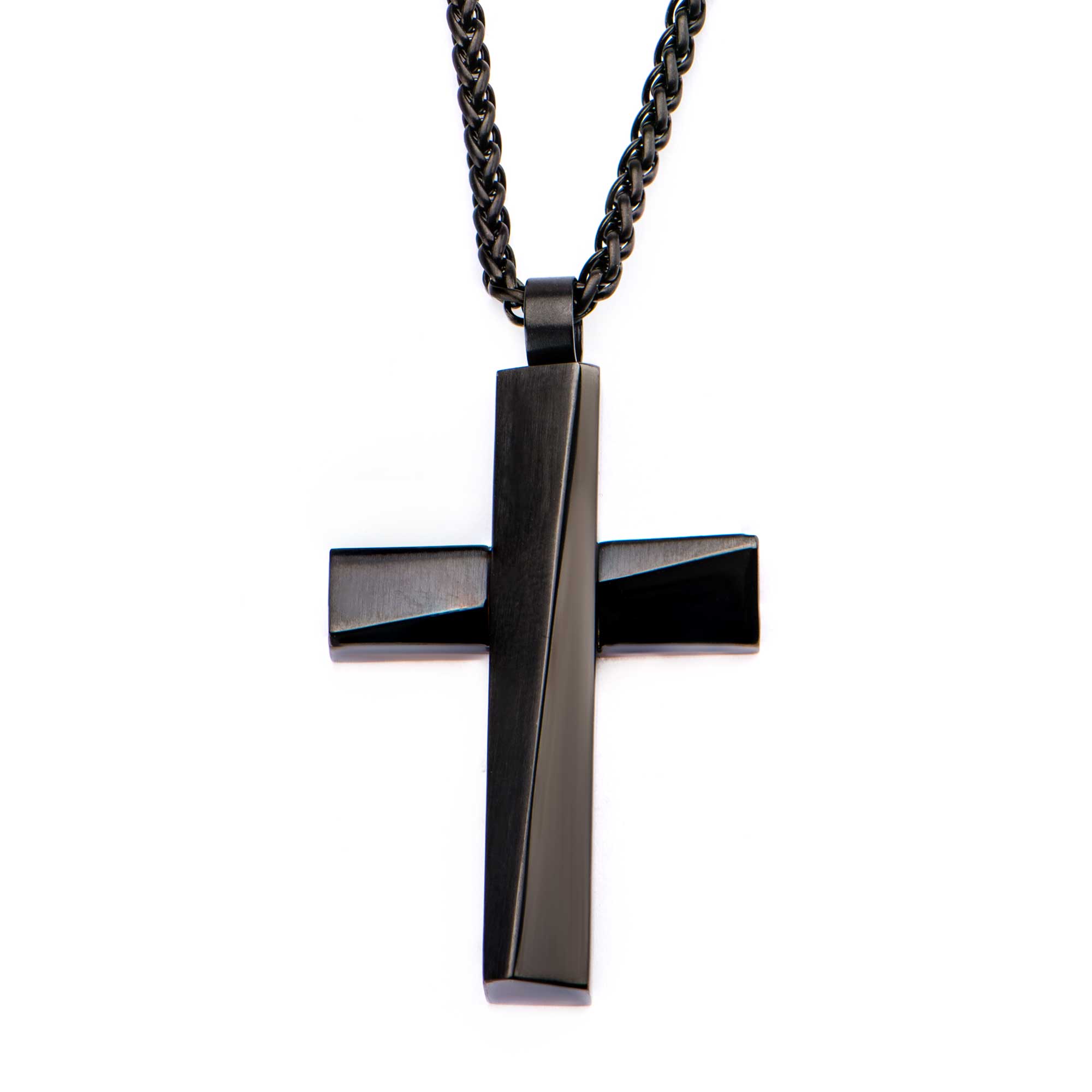 Black IP Cross Pendant