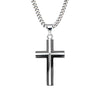 Black IP & Steel 3D Cross Pendant