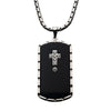 Black Agate Swarovski CZ Black & Gold IP Dog Tag Pendant
