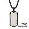 Satin Finish Black Frame Inlay Steel Identity Tag Pendant