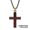 Matte Black IP Steel Sandalwood Cross Pendant