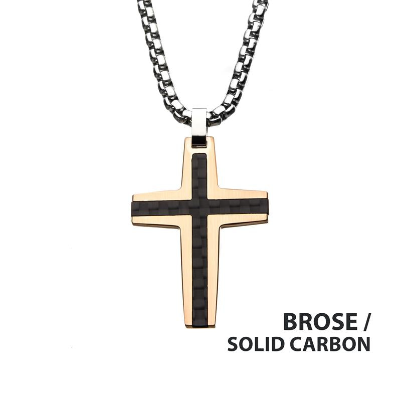Black & Rose Gold IP Cross Pendant