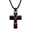 Black & Red Matte Carbon Fiber Cross Pendant