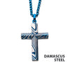 Blue IP Damascus Cross Pendant