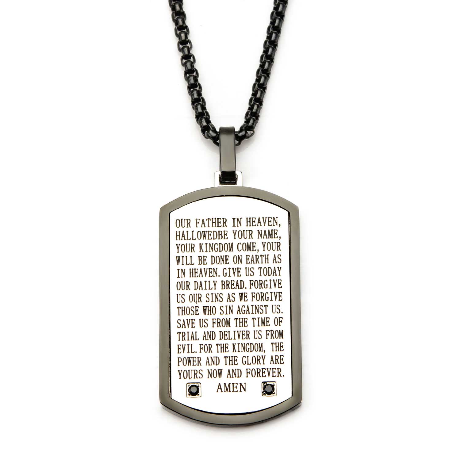 Black IP Dog Tag Pendant