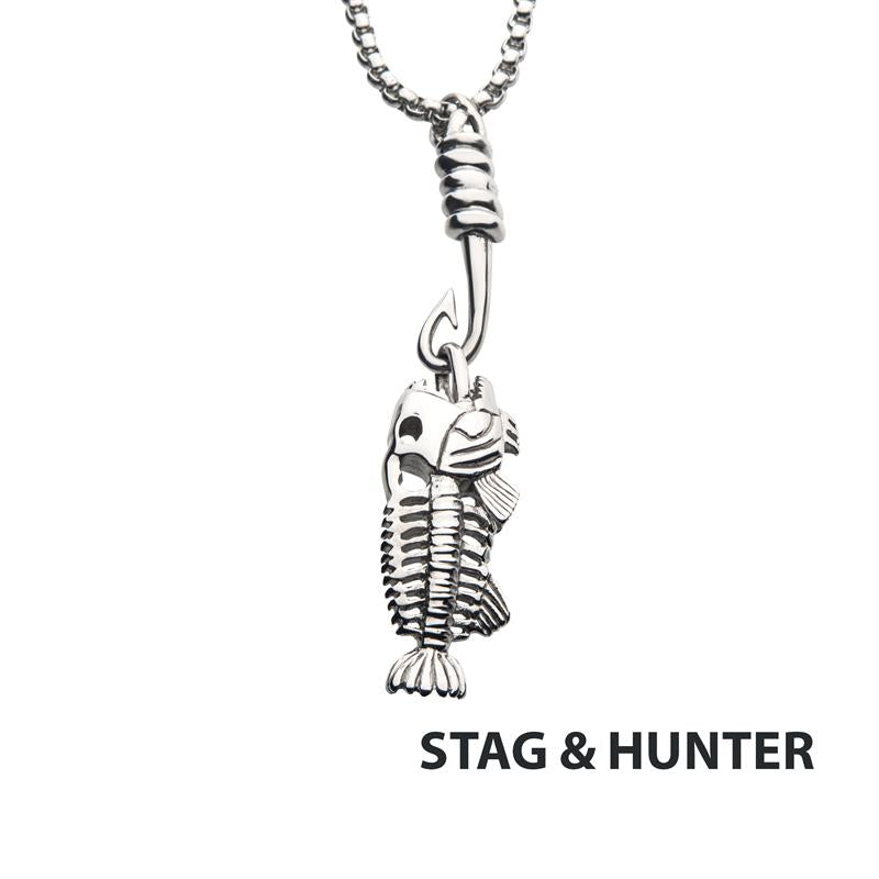 Polished Steel Fishbone Pendant