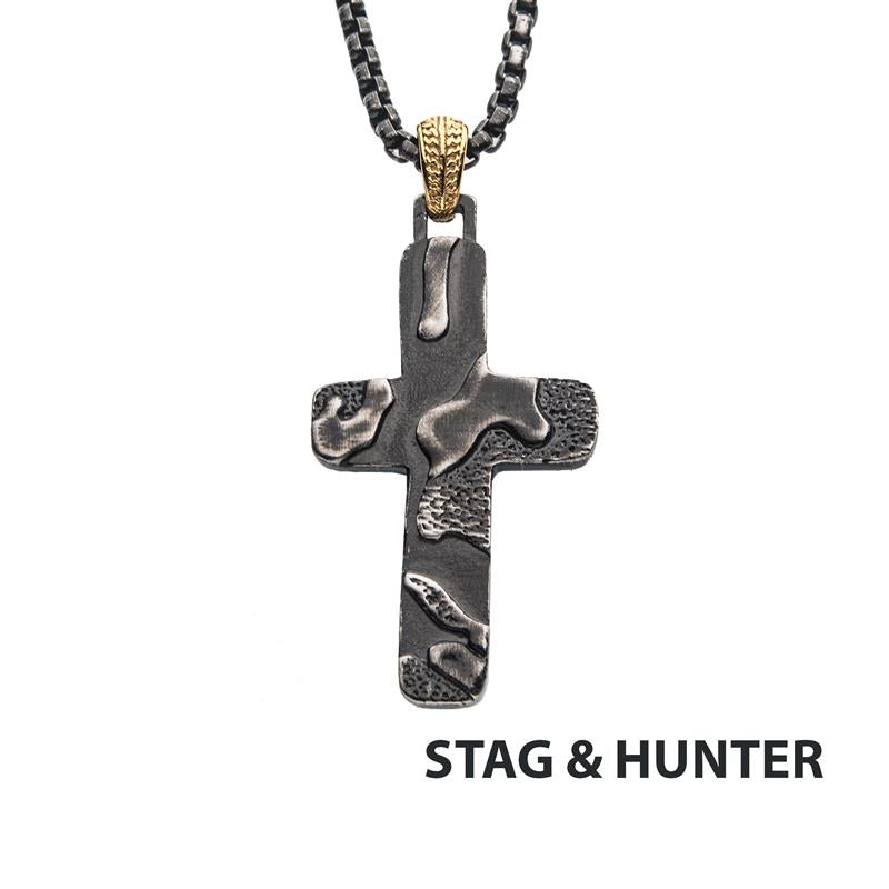 Gun Metal IP 3D Canyon Pattern Pendant