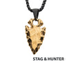 Gold IP Chiseled Arrowhead Pendant