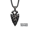 Gun Metal IP Chiseled Arrowhead Pendant