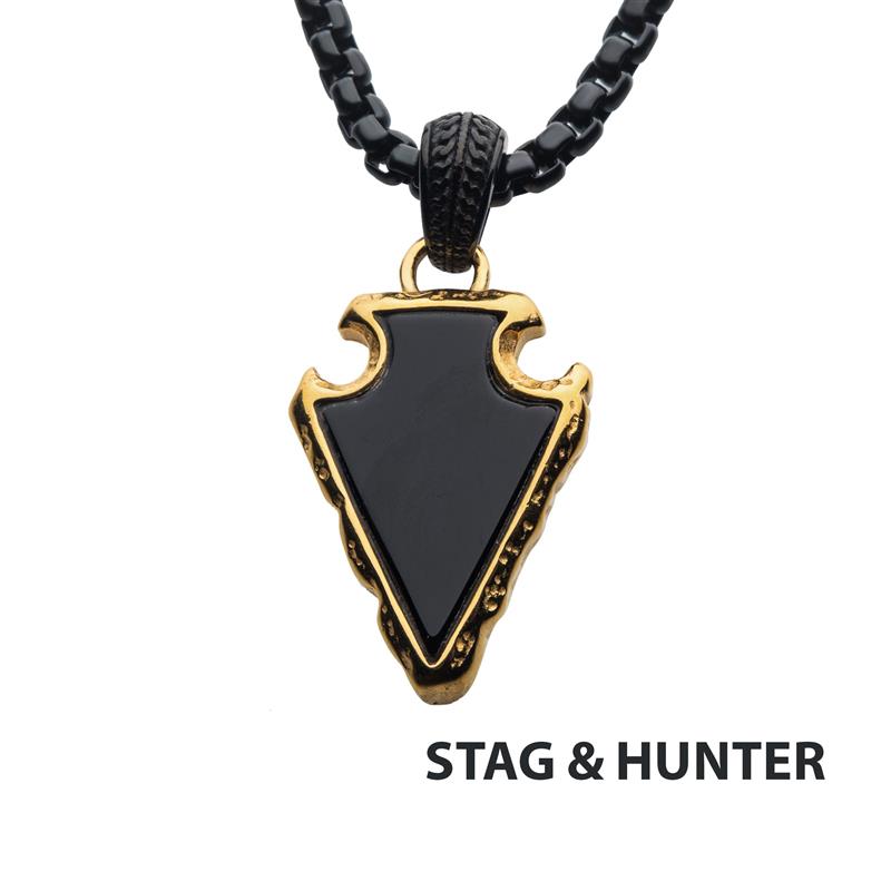 Black Agate Stone Frame Pendant
