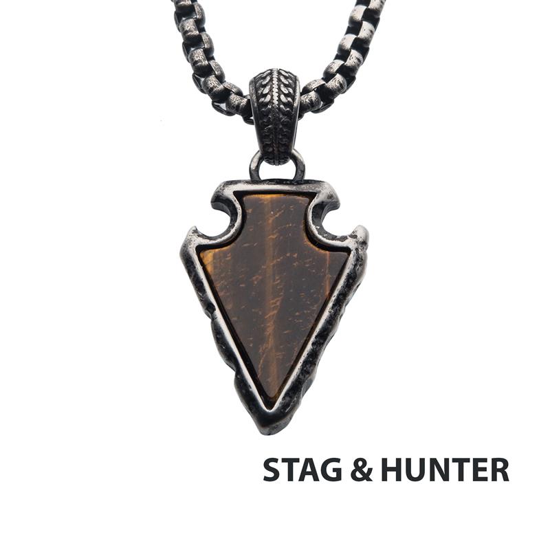 Tiger Eye Stone Frame Pendant