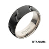Black IP Titanium Matte Black Tread Pattern Ring