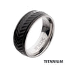Black IP Titanium Matte Chevron Comfort Fit Ring