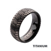 Black IP Titanium Matte Tiremark Comfort Fit Ring