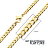 3.5mm 18K Gold IP Titanium Flat Curb Chain Necklace