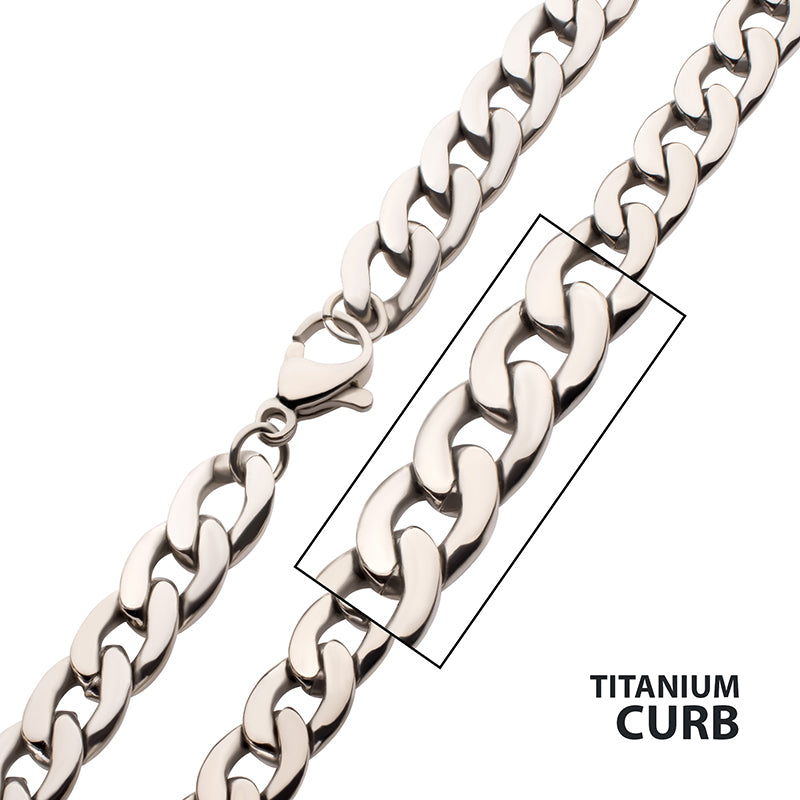 7.4mm Titanium Curb Chain Necklace