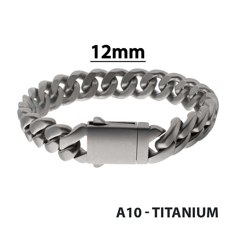12mm Titanium Matte Curb Chain Bracelet