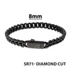 8mm Black IP Titanium Matte Diamond Cut Cuban Chain Bracelet